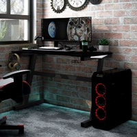  Gaming Desk LED with Z Shape Legs Black 90x60x75 cm