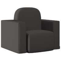  2-in-1 Children Sofa Black Faux Leather