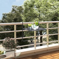  Balcony Table Black 60x40 cm Steel