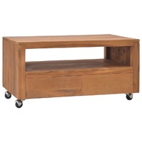  TV Cabinet with Wheels 80x50x42 cm Solid Teak Wood