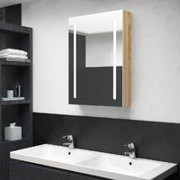  LED Bathroom Mirror Cabinet White and Oak 50x13x70 cm