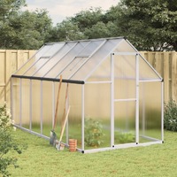  Greenhouse with Base Frame Silver 334x169x195 cm Aluminium