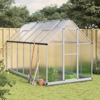  Greenhouse with Base Frame Silver 334x169x202 cm Aluminium