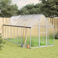  Greenhouse with Base Frame Silver 445x169x195 cm Aluminium