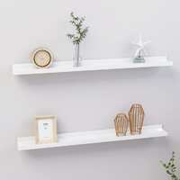  Wall Shelves 2 pcs High Gloss White 80x9x3 cm