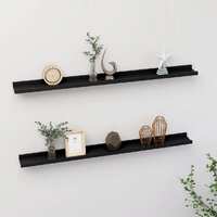  Wall Shelves 2 pcs Black 100x9x3 cm