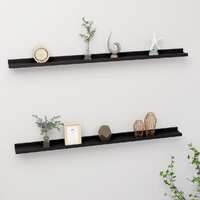  Wall Shelves 2 pcs Black 115x9x3 cm