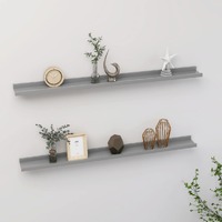  Wall Shelves 2 pcs Grey 100x9x3 cm