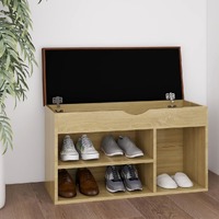  Shoe Bench with Cushion Sonoma Oak 80x30x47 cm Engineered Wood