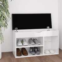  Shoe Bench with Cushion High Gloss White 80x30x47 cm Engineered Wood