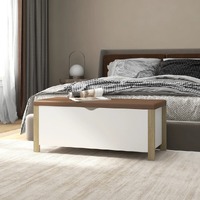  Storage Box with Cushion White and Sonoma Oak 105x40x45 cm Engineered Wood