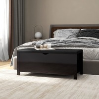  Storage Box with Cushion High Gloss Black 105x40x45 cm Engineered Wood