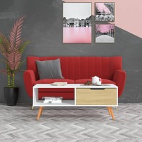  Coffee Table White and Sonoma Oak 100x49.5x43 cm Engineered Wood