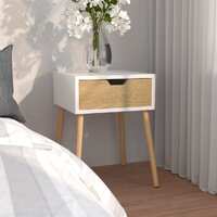  Bedside Cabinet White &amp; Sonoma Oak 40x40x56 cm Engineered Wood
