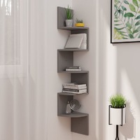  Wall Corner Shelf Grey 19x19x123 cm Engineered Wood