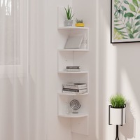  Wall Corner Shelf High Gloss White 19x19x123 cm Engineered Wood
