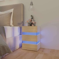  LED Bedside Cabinet White and Sonoma Oak 45x35x67 cm Engineered Wood