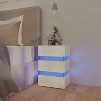  LED Bedside Cabinet High Gloss White 45x35x67 cm Engineered Wood