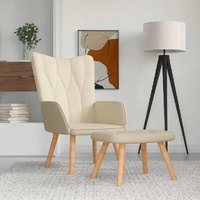  Relaxing Chair with a Stool Cream Fabric