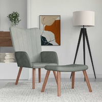  Relaxing Chair with a Stool Light Grey Velvet
