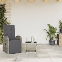  2 Piece Garden Dining Set with Cushions Grey Poly Rattan