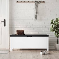  Storage Box with Cushion White 105x40x45 cm