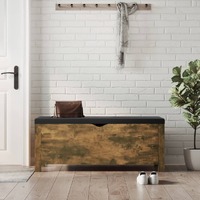  Storage Box with Cushion Smoked Oak 105x40x45 cm