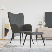 Relaxing Chair with a Stool Dark Grey Fabric