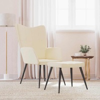  Relaxing Chair with a Stool Cream Fabric