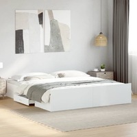  Bed Frame with Drawers without Mattress White 183x203 cm King