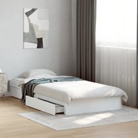  Bed Frame with Drawers without Mattress White 90x190 cm