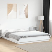  Bed Frame with LED Lights without Mattress White 150x200 cm