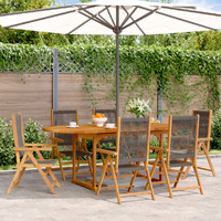  7 Piece Garden Dining Set Grey Polypropylene and Solid Wood
