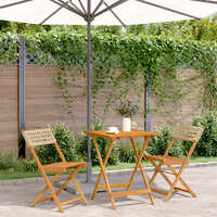  3 Piece Bistro Set Beige Poly Rattan and Solid Wood