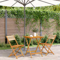  3 Piece Bistro Set Beige Polypropylene and Solid Wood