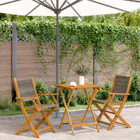  3 Piece Bistro Set Grey Polypropylene and Solid Wood