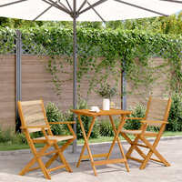  3 Piece Bistro Set Beige Polypropylene and Solid Wood