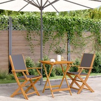  3 Piece Bistro Set Anthracite Fabric and Solid Wood