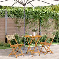  3 Piece Bistro Set Beige Poly Rattan and Solid Wood