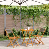  3 Piece Bistro Set Grey Polypropylene and Solid Wood