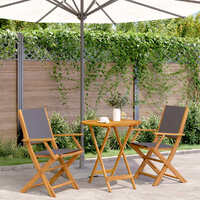  3 Piece Bistro Set Anthracite Fabric and Solid Wood