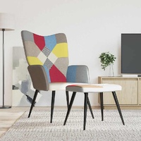 Relaxing Chair with a Stool Patchwork Fabric