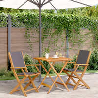  3 Piece Bistro Set Anthracite Fabric and Solid Wood