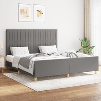  Bed Frame without Mattress Dark Grey 152x203 cm Queen Fabric