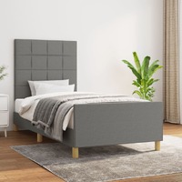  Bed Frame without Mattress Dark Grey 107x203 cm King Single Size Fabric