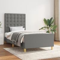  Bed Frame without Mattress Dark Grey 107x203 cm King Single Size Fabric