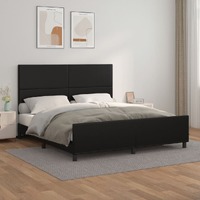 vidaXL Bed Frame without Mattress Black 152x203 cm Queen Faux Leather