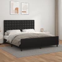 Bed Frame without Mattress Black 152x203 cm Queen Faux Leather