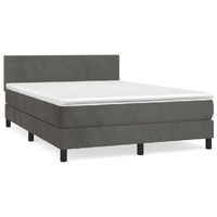 vidaXL Box Spring Bed with Mattress Dark Grey 153x203 cm Queen Size Velvet
