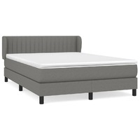  Box Spring Bed with Mattress Dark Grey 137x187 cm Double Size Fabric